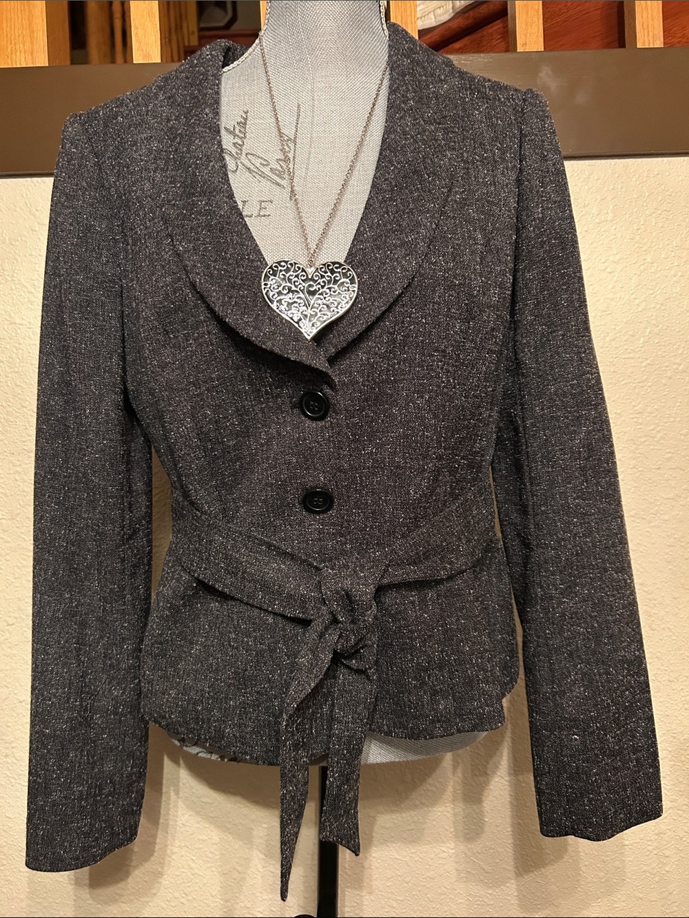 The Limited Charcoal Gray Tie-Waist Blazer